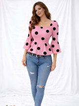 Clobug Women Polka Printed Full Sleeve Crepe Top