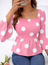 Clobug Women Polka Printed Full Sleeve Crepe Top