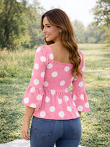 Clobug Women Polka Printed Full Sleeve Crepe Top