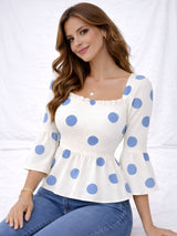 Clobug Women Polka Printed Full Sleeve Crepe Top