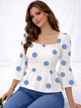 Clobug Women Polka Printed Full Sleeve Crepe Top