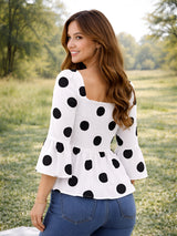 Clobug Women Polka Printed Full Sleeve Crepe Top