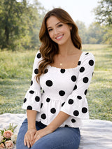 Clobug Women Polka Printed Full Sleeve Crepe Top