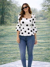 Clobug Women Polka Printed Full Sleeve Crepe Top