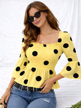 Clobug Women Polka Printed Full Sleeve Crepe Top