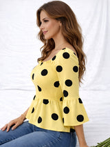 Clobug Women Polka Printed Full Sleeve Crepe Top