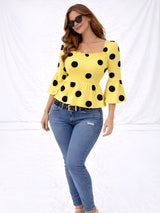 Clobug Women Polka Printed Full Sleeve Crepe Top