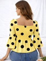 Clobug Women Polka Printed Full Sleeve Crepe Top