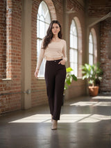 Solid Square Neck Full Sleeve Fitted Crop Top With Adjustable Strings