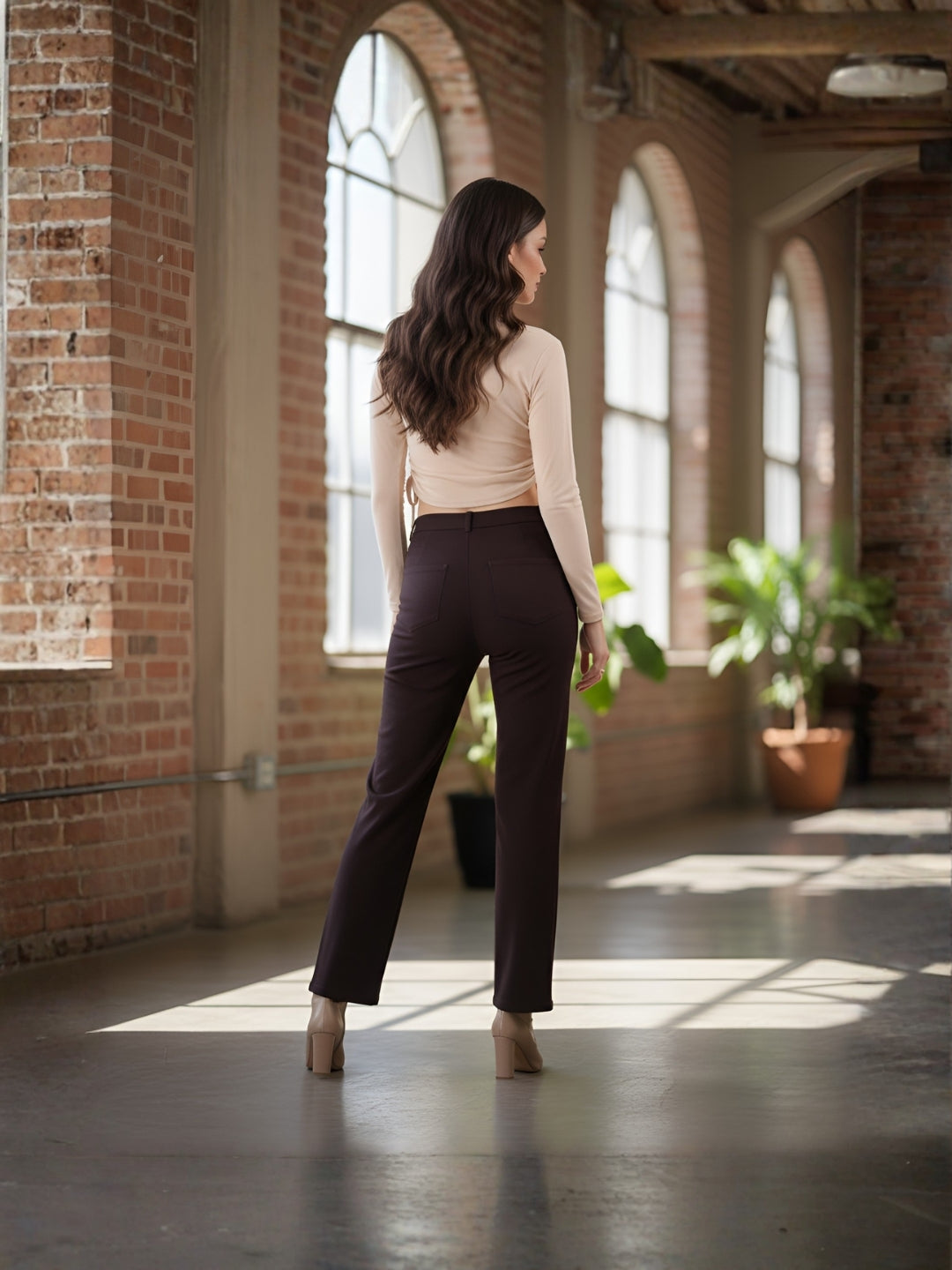 Solid Square Neck Full Sleeve Fitted Crop Top With Adjustable Strings