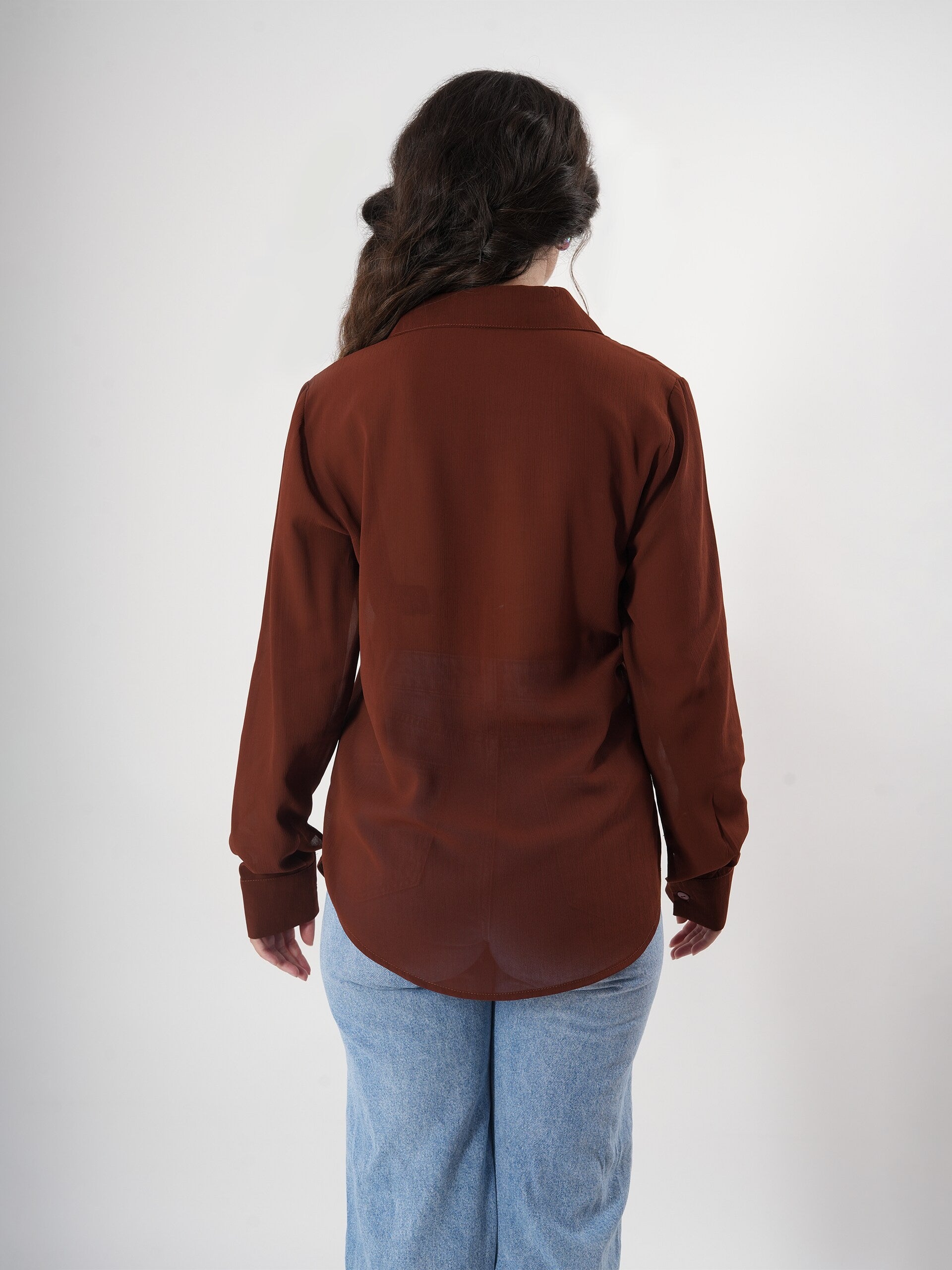 Casual  Textured Brown  Shirt With Full Sleeve