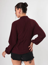 Casual Textured Maroon Tunic Shirt