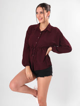 Casual Textured Maroon Tunic Shirt