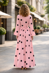 Clobug Women Polka Printed Full Sleeve Crepe Top & Skirt Set