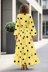 Clobug Women Polka Printed Full Sleeve Crepe Top & Skirt Set