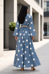 Clobug Women Polka Printed Full Sleeve Crepe Top & Skirt Set