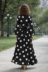 Clobug Women Polka Printed Full Sleeve Crepe Top & Skirt Set