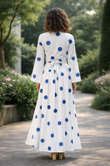 Clobug Women Polka Printed Full Sleeve Crepe Top & Skirt Set