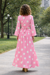 Clobug Women Polka Printed Full Sleeve Crepe Top & Skirt Set