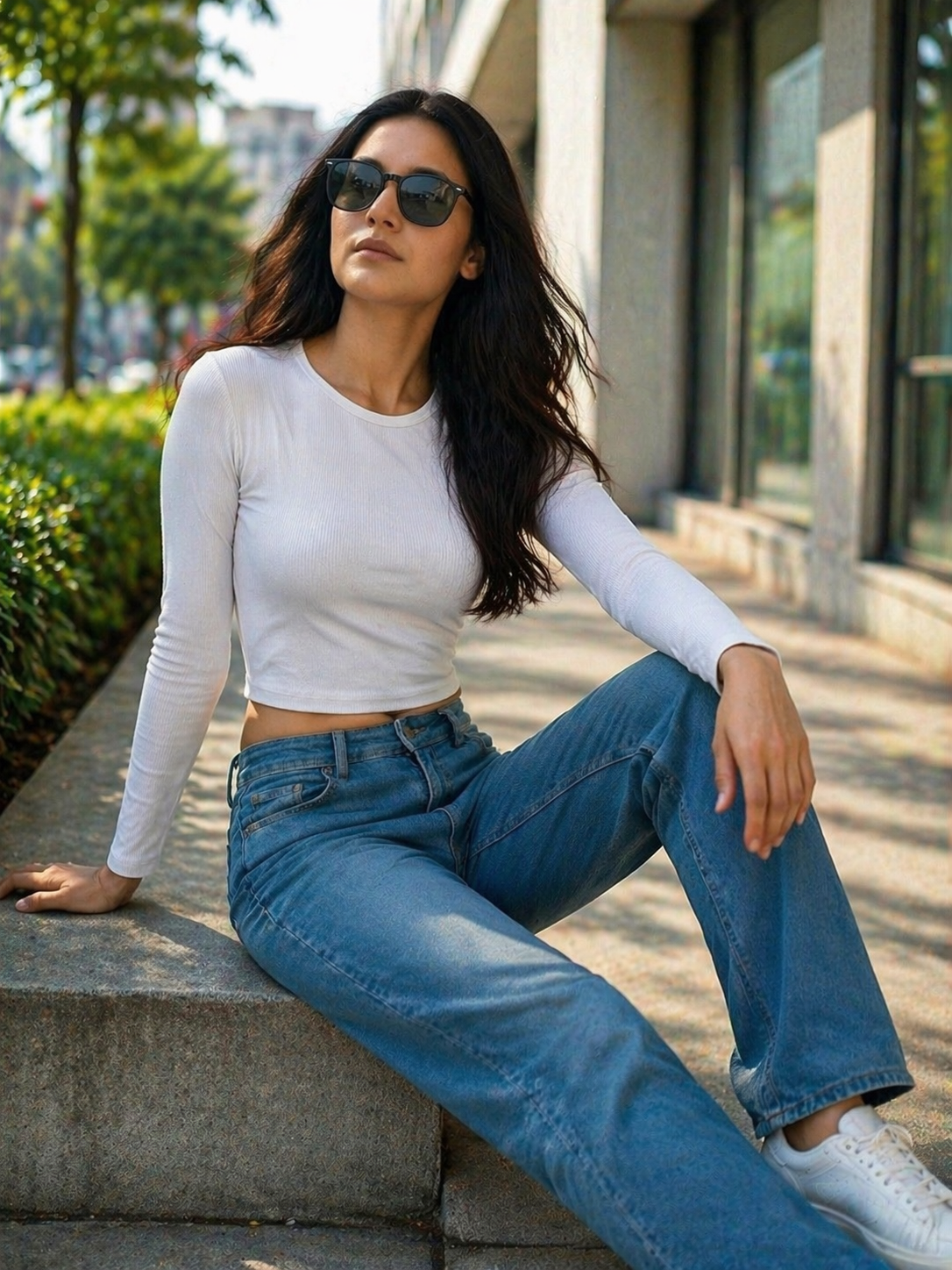 Clobug Women Cotton Blend Full Sleeve Crop Top
