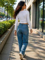 Clobug Women Cotton Blend Full Sleeve Crop Top