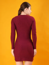 Clobug Maroon Mess Bodycon Dress