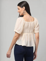 Puff Sleeve Textured Top