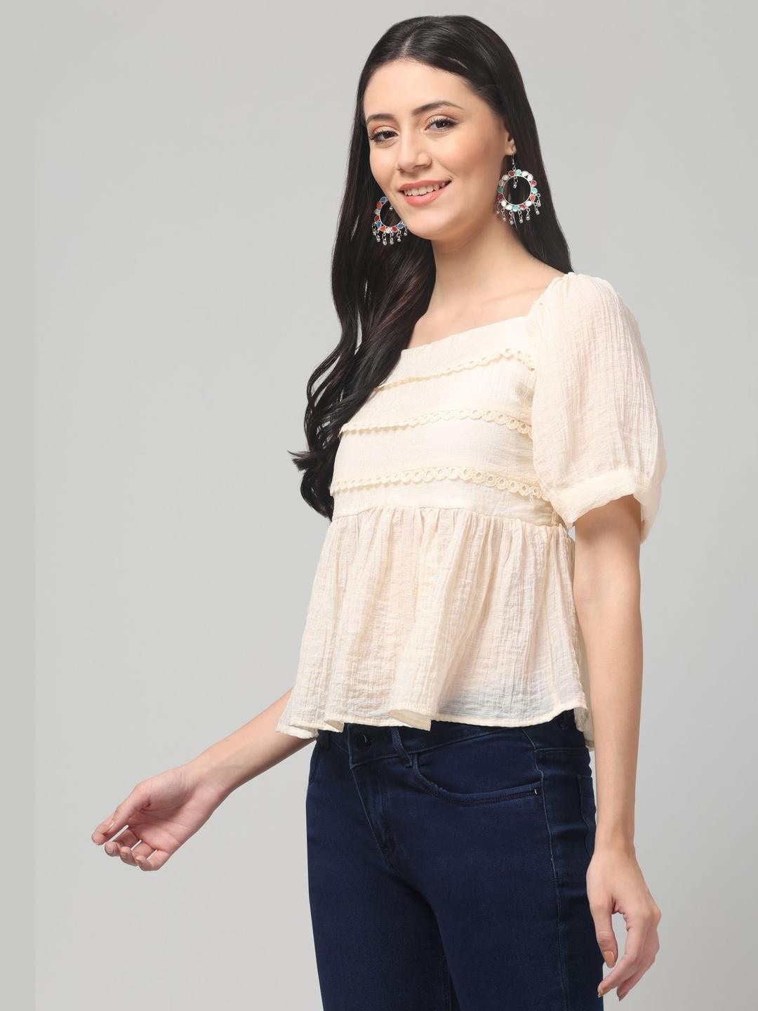 Puff Sleeve Textured Top