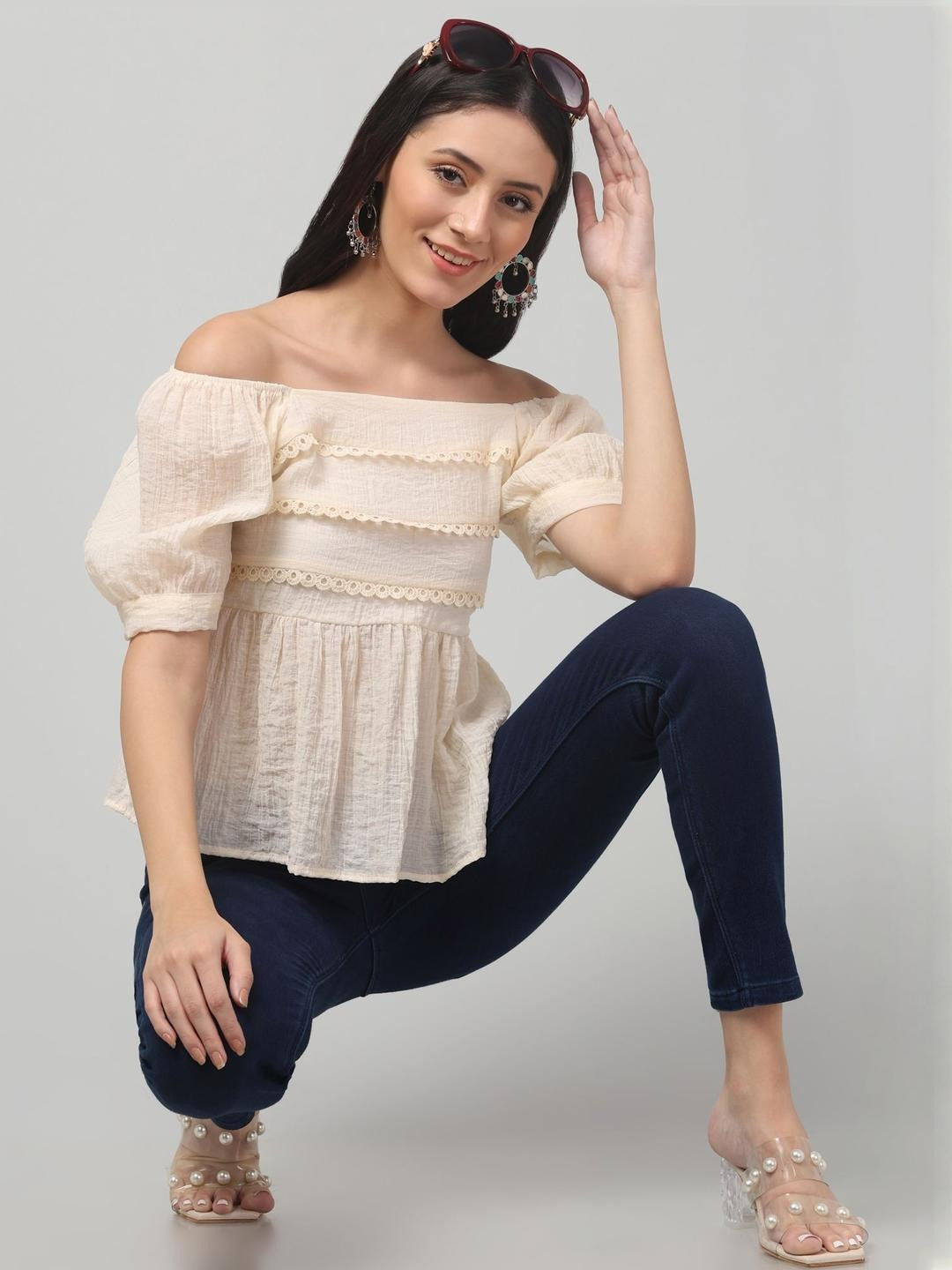 Puff Sleeve Textured Top