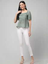 Puff Sleeve Textured Top