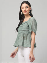 Puff Sleeve Textured Top