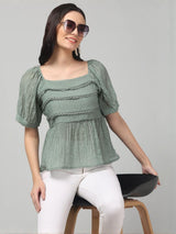 Puff Sleeve Textured Top
