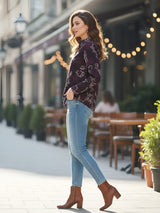 Clobug Women Floral Print Cotton Blend Full Sleeve Shirt