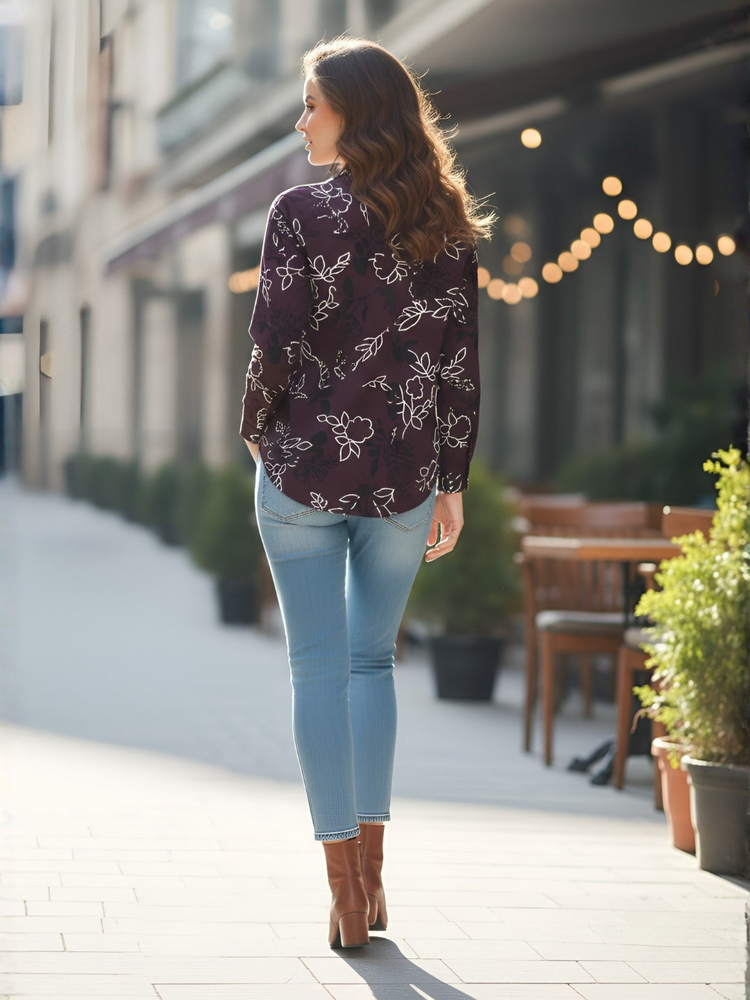 Clobug Women Floral Print Cotton Blend Full Sleeve Shirt