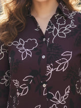 Clobug Women Floral Print Cotton Blend Full Sleeve Shirt