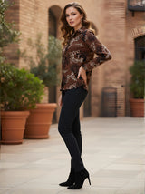 Clobug Women Floral Print Cotton Blend Full Sleeve Shirt