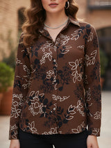 Clobug Women Floral Print Cotton Blend Full Sleeve Shirt