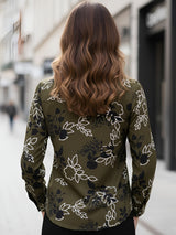 Clobug Women Floral Print Cotton Blend Full Sleeve Shirt