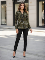 Clobug Women Floral Print Cotton Blend Full Sleeve Shirt