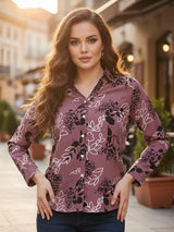 Clobug Women Floral Print Cotton Blend Full Sleeve Shirt