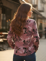 Clobug Women Floral Print Cotton Blend Full Sleeve Shirt