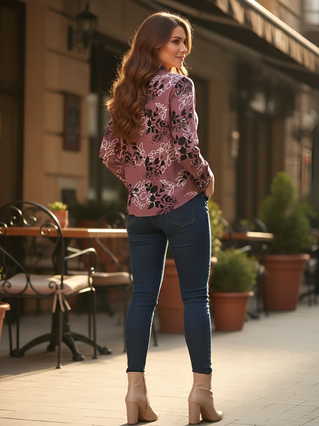 Clobug Women Floral Print Cotton Blend Full Sleeve Shirt