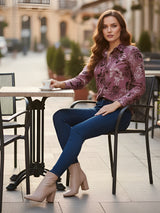 Clobug Women Floral Print Cotton Blend Full Sleeve Shirt