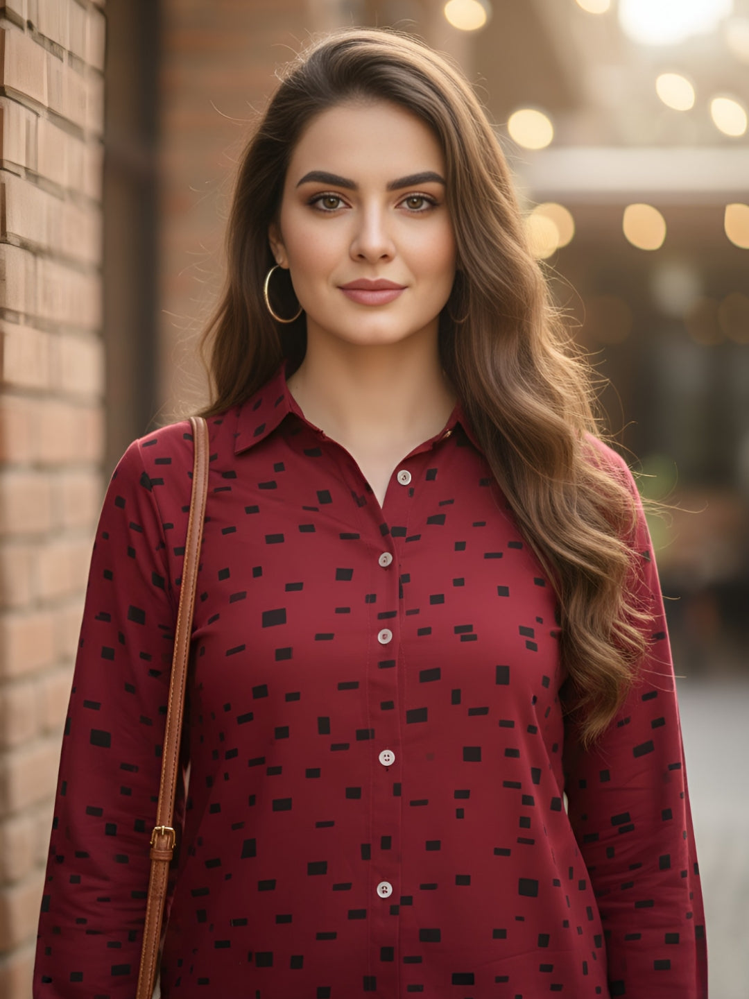 Clobug Women Printed Cotton Blend Full Sleeve Printed Oversized Shirt