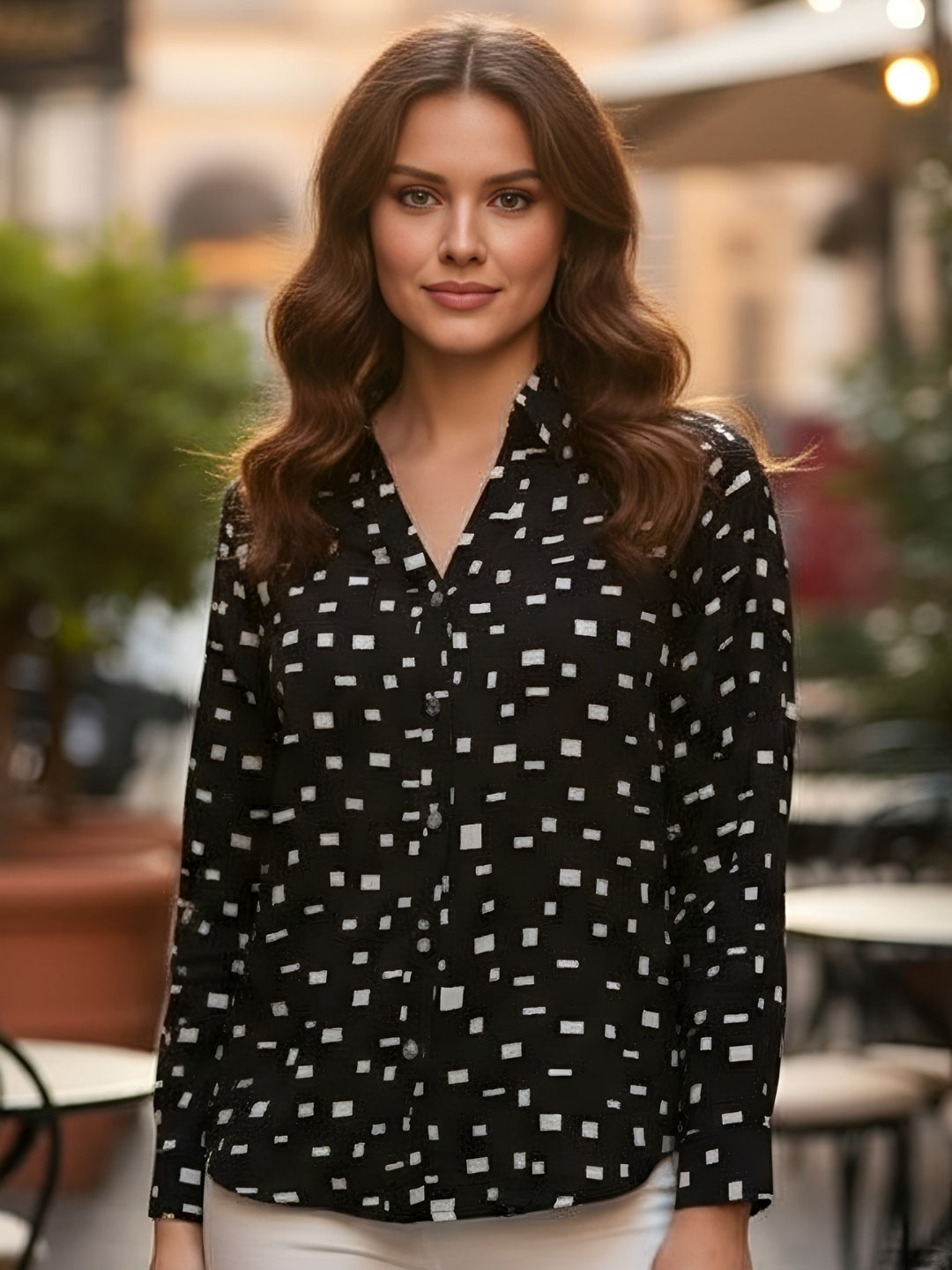 Clobug Women Printed Cotton Blend Full Sleeve Printed Oversized Shirt