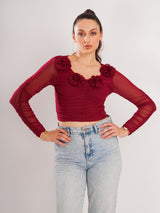 Maroon Flower Detail Top