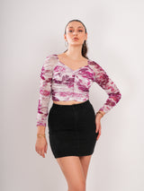 Floral Net Crop Top