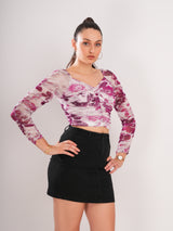 Floral Net Crop Top