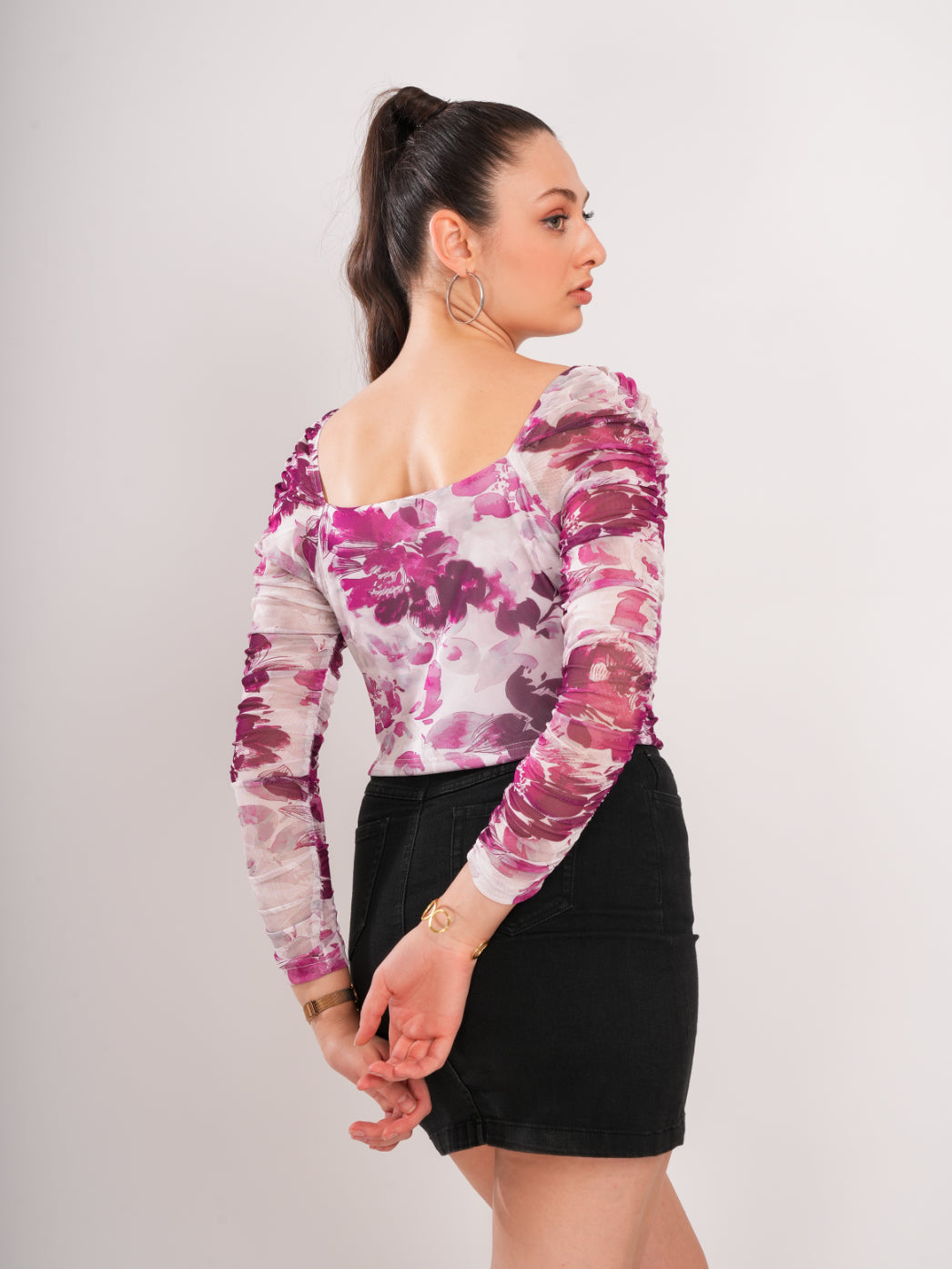 Floral Net Crop Top