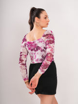 Floral Net Crop Top